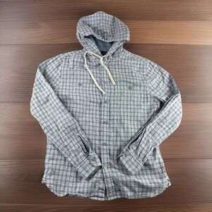 Vince Burton Up Hoodie Mens S Desert Plaid City Blue Hooded Shirt Preppy READ